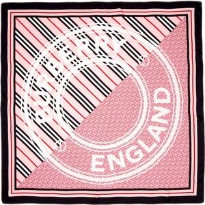 BURBERRY TB Monogram Heritage Square Silk Scarf in Bubblegum Pink